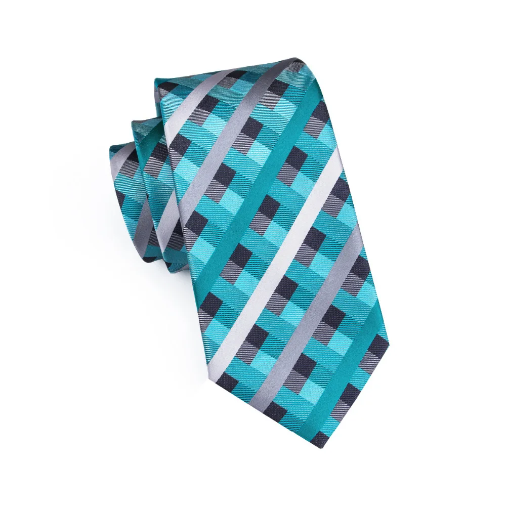 Повседневное мульти Цвет классический в зеленую клетку шелковый галстук-бабочка для свиданий Свадебные Бизнес галстук, носовой платок, Запонки Комплект C-553