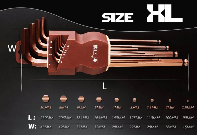 9 шт. Набор шестигранных ключей прочный гаечный ключ CR-V шаровой ключ шестигранный ключ набор размер L, XL шестигранный гаечный ключ механик набор ручных инструментов
