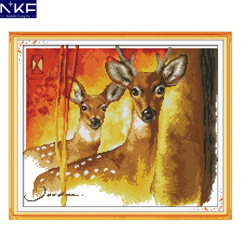 Набор для вышивки крестом NKF Sika Deer нитка счетный крест китайские наборы | Дом и сад