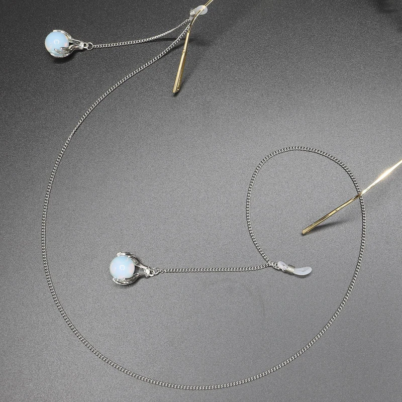 

Women Stainless Steel Sunglasses Chain Charm Opal Pendant Jewelry Popular Metal Glasses Chains Rope