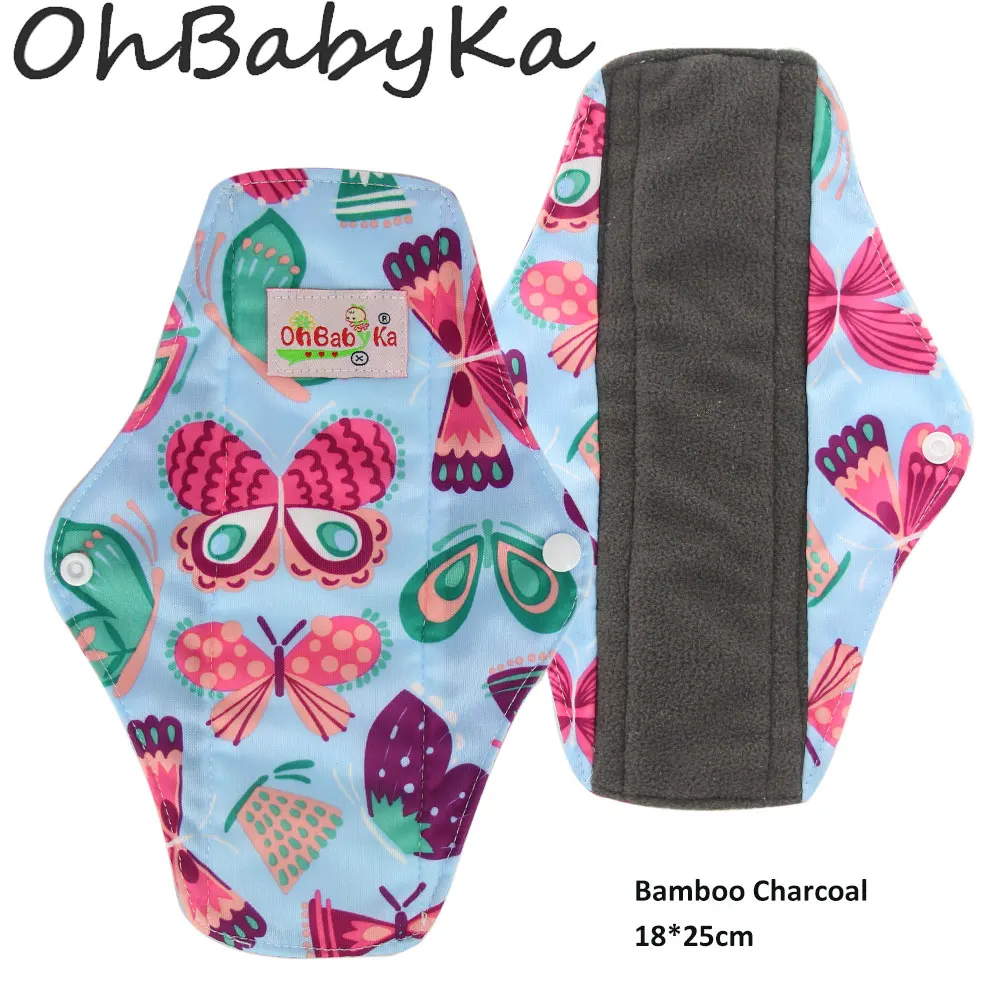 

Ohbabyka Washable Sanitary Pads Absorbent Bamboo Pads Reusable Menstrual Pads Mom Panty Liners Sanitary Towel Size M 5Pcs/lot