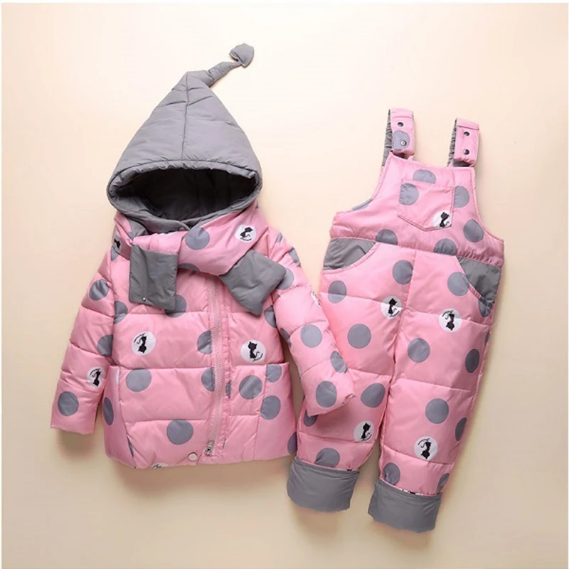 

HSSCZL Boys& Girls Baby Down Suit Brand Coat Winter Thicken Outerwear 2018 New Open Trousers Short Style Kids Suit 1-3 Age