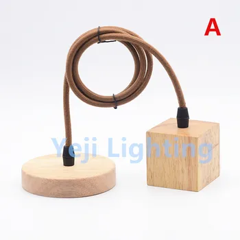 

Wood lamp base wooden ceiling rose canopy with braided wire cable Modern ceiling plate with E27 lamp holder for led pendant lamp