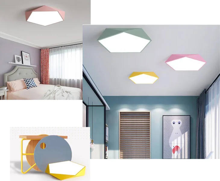 Macaron Pentagonal ceiling lights Acrylic LED Lamp Modern Living Room Bedroom Restaurant Kids Room Nordic Home Lighting Fixture led recessed ceiling lights