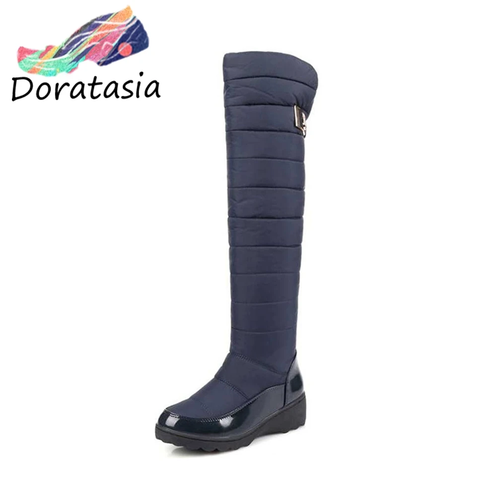 

DORATASIA Women Winter 35-44 Long Boots Warm Fur Shoes Woman Knee High Snow Boots Slip-On Waterproof Platform Shoes Woman