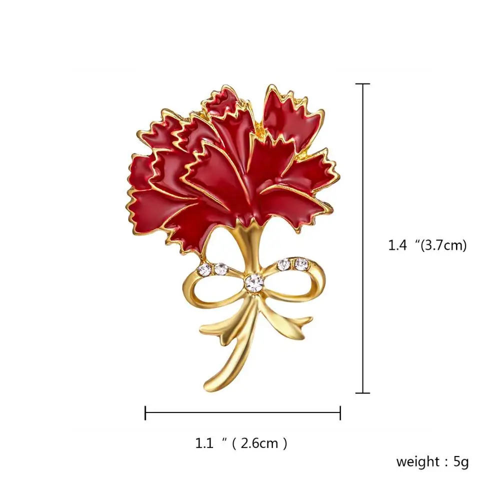 Брошь на день матери, подарок, Красная эмаль, кристалл, бант, брошь в виде гвоздики, в форме цветка, Женская Брошь, шикарная одежда, ювелирные изделия, аксессуары, ремесло - Окраска металла: 10