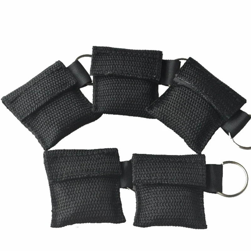 

100Pcs/Lot New Mini CPR Resuscitator Mask Face Shield With Keychain Key Ring For CPR/AED First Aid Survival Kit Nylon Pouch Wrap