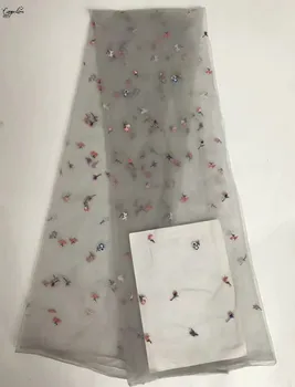 

Latest pattern net material French tulle mesh lace fabric for dress RFN42(5yards/lot)