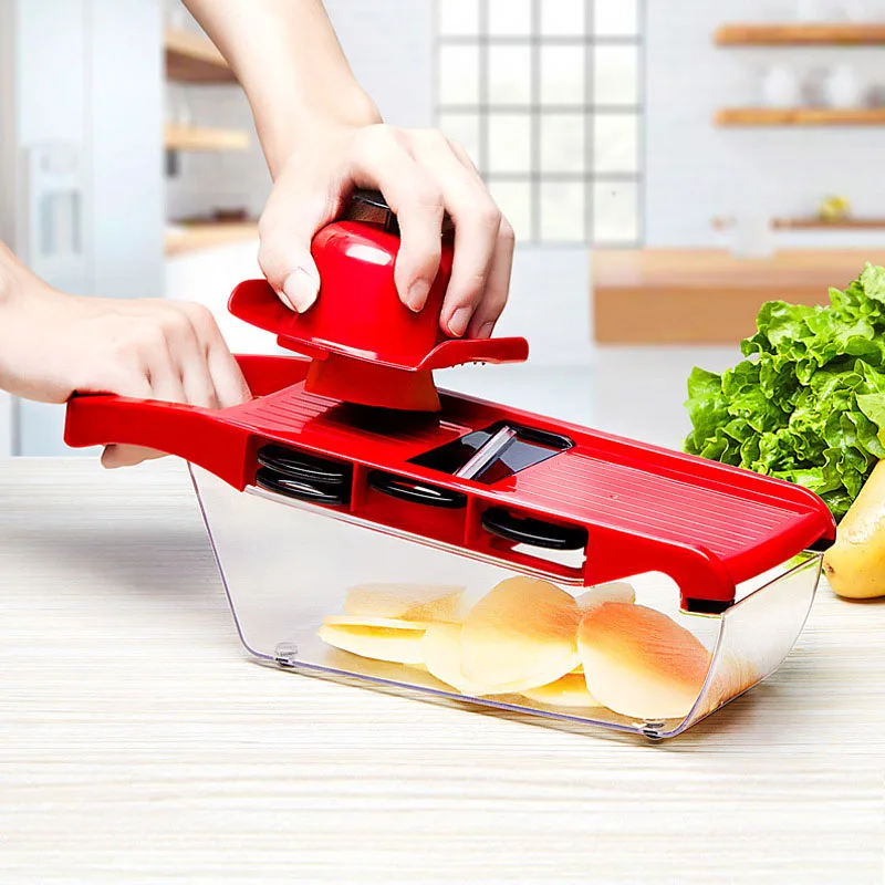 

Vegetable Cutter 6 Interchangeable Blades with Peeler Potato Peeler Carrot Cheese Grater Slicer Kitchen Accessories