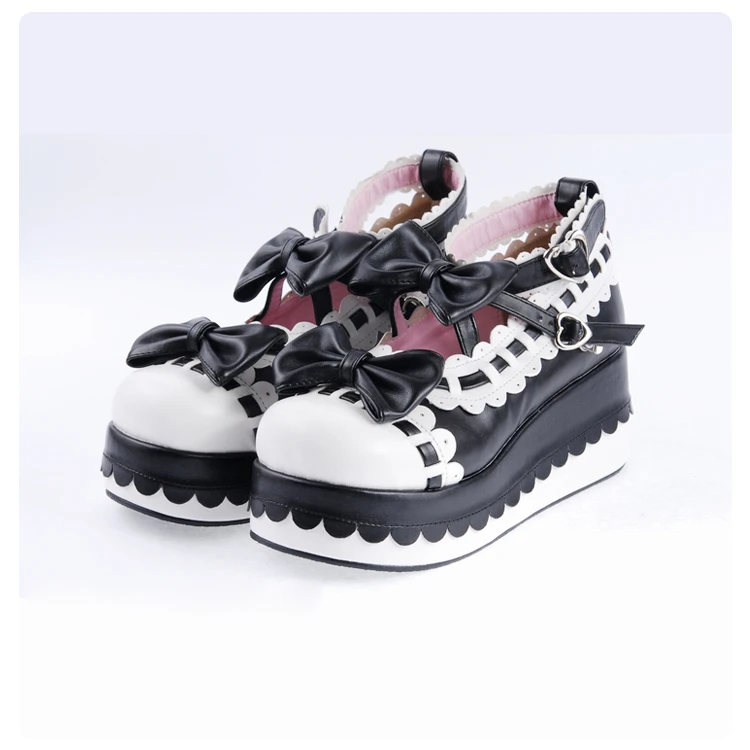 Милые туфли принцессы на танкетке с бантиком для девочек; обувь в стиле Лолиты; зимняя обувь на платформе; Доступно много цветов и размеров