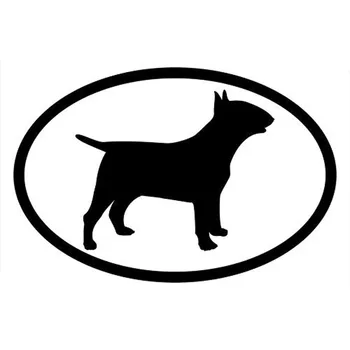 

15.2*10.2CM BULL TERRIER Oval Cute Cartoon Car Cover Scratch Decorative Decal Fashion Car Sticker C6-1489