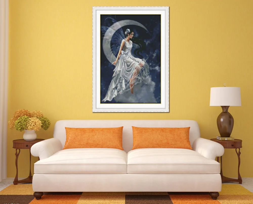 Best Joy Sunday Figure Style The moon fairy Counted 11CT Printed Fabric 14CT Canvas Cross Stitch for DIY Hand Embroidery Home Decor 0 Best Joy Sunday Figure Style The moon fairy! Counted 11CT Printed Fabric 14CT Canvas Cross Stitch for DIY Hand Embroidery Home Decor 0