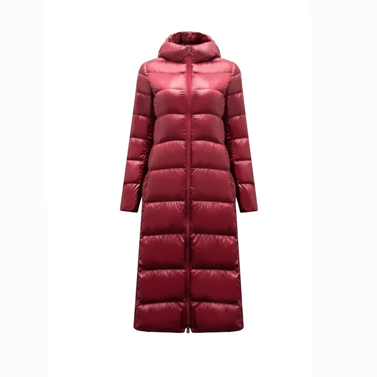NewBang Брендовое длинное пуховое пальто, Женский легкий пуховик для женщин, пальто с перьями, зимняя ветровка, теплая парка - Цвет: red