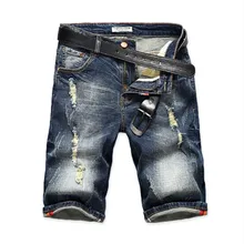 Мужские летние Прямые повседневные короткие бермуды до колена мужские рваные джинсовые шорты для мужчин 28-40 мужские джинсовые шорты модные