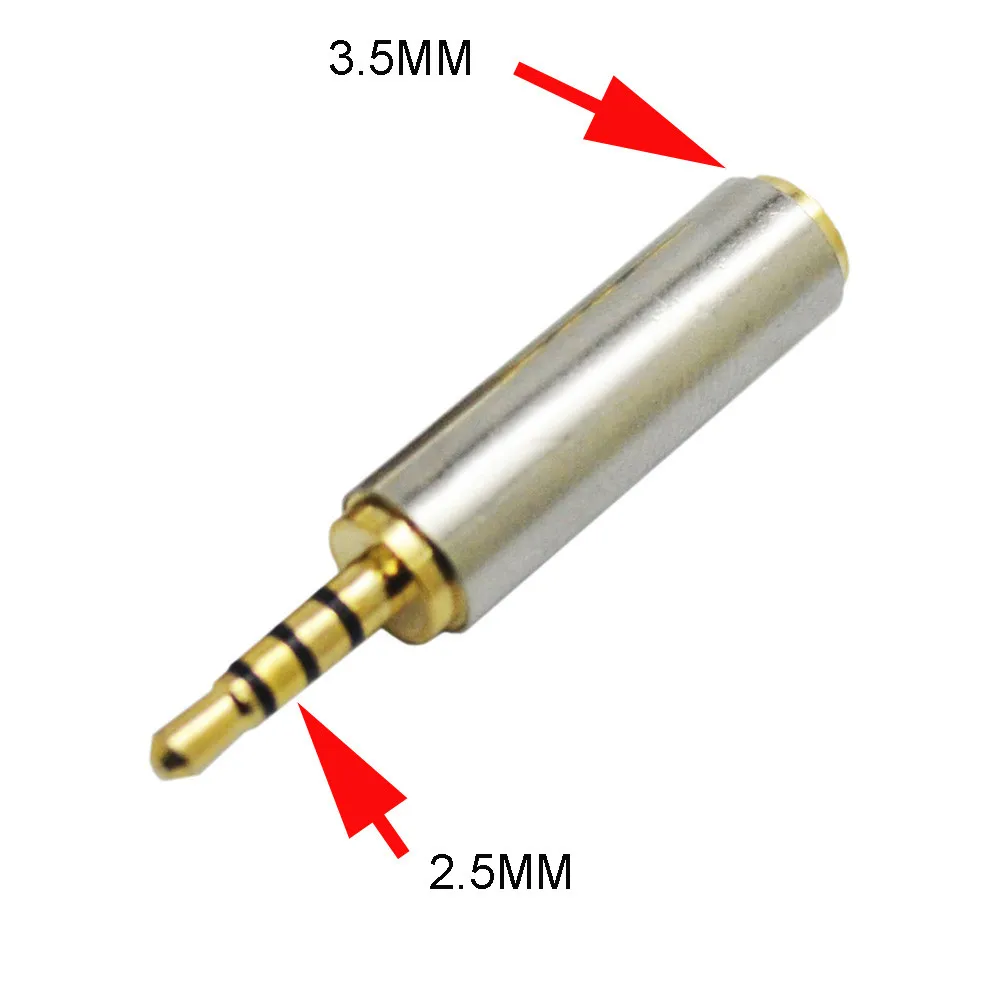 4x Gold 3.5mm Mono Female to 2.5mm Male Stereo Audio Adapter Headphone Converter