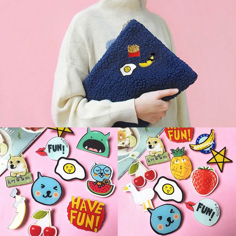 1PC Unisex Kids Girl Acrylic Badge Clothes Colorful Brooch Backpack