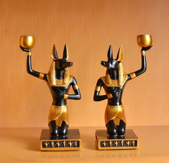 

Living Room Egyptian Style Decoration Dog God Anubis Desktop Creative Candle Holder Home Ornament Gift Decorations