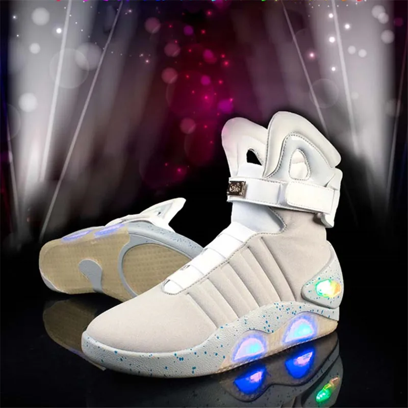 FANCIHAWAY Christmas Running Shoes For Men Back To The Future Warrior Limited Edition High-tech USB Rechargeable LED Men's Shoes