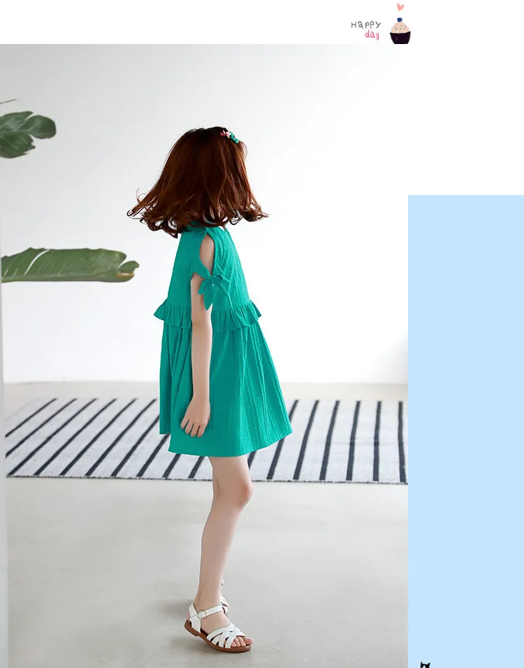 ruffles patchwork little big girl dresses cotton summer 2018 green princess mini kids dresses designs Children Boutique Clothes 5 6 7 8 9 10 11 12 13 14 15 years teenage girls 4 year baby girl dresses  15 years girl dresses (14)