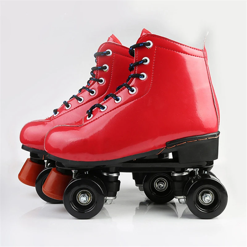 

Professional New Double Row Figure Roller Skates Two Line Roller Skate Female Patines Adulto Red Skating Shoes Rink Special IB19