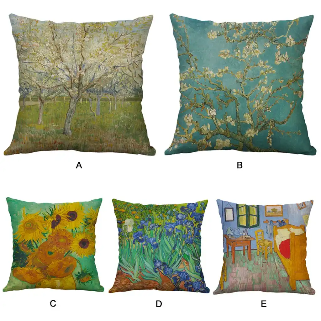 Pintura A Óleo de Van Gogh Girassol Estilo Fronha De Linho de Algodão Lance Capa de Almofada Travesseiro Sofá Casa Decorativo fronha
