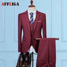 (Jacket+Vest+Pants) 2017 High quality Men Brand Suits Fashion Men’s Slim Fit business wedding Suit men Tuxedos Wedding suit