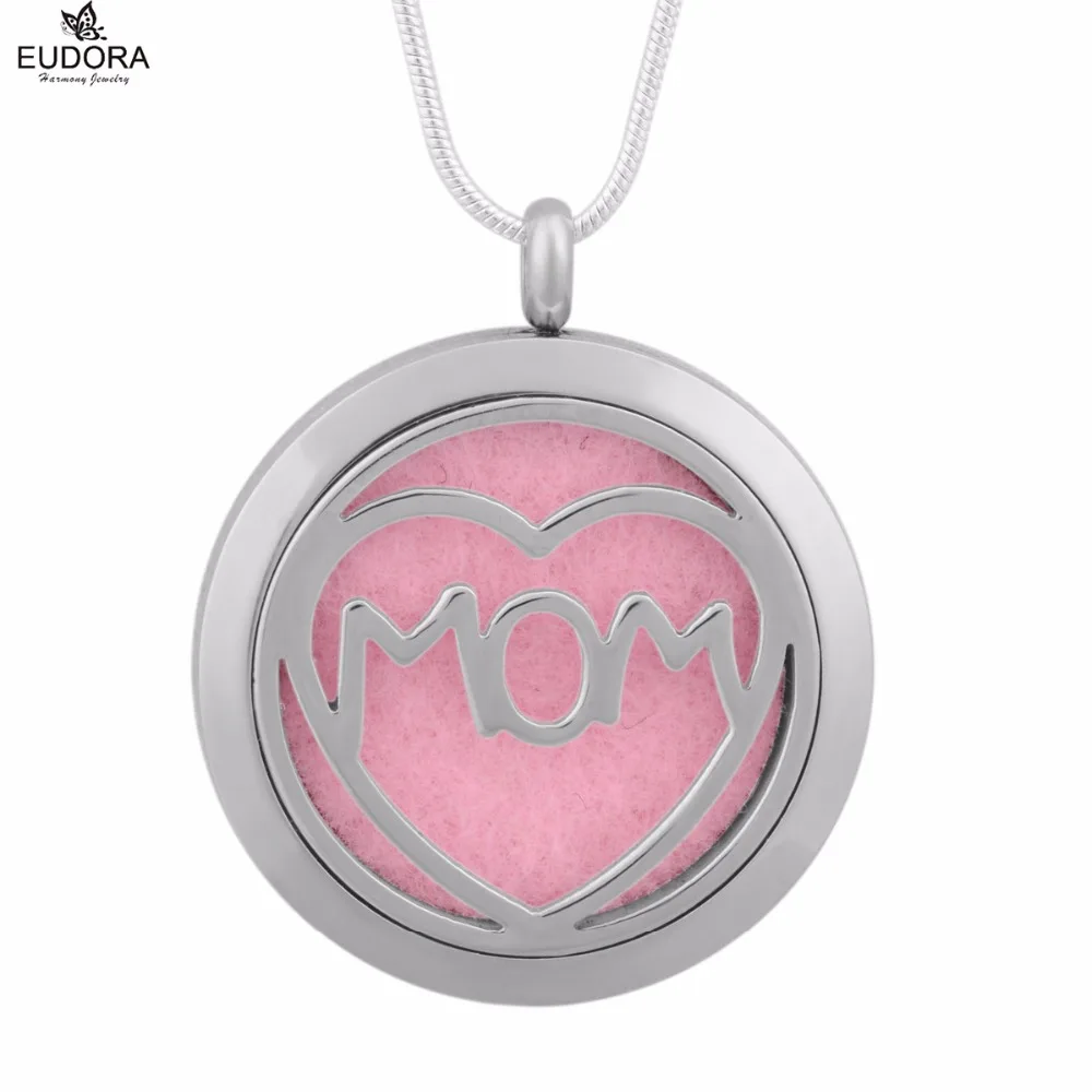 

Mom&Baby Round Sliver 30mm Stainless Steel Essential Oils Aromatherapy Locket Perfume Diffuser Pendants Necklace Jewelry