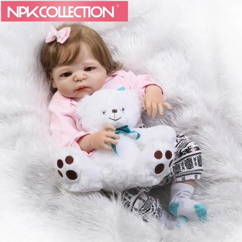 

Realistic Reborn Baby Dolls Girl 23 Inch Full Body Silicone Vinyl Lifelike Baby Alive Dolls Playmates For Kid N36-37