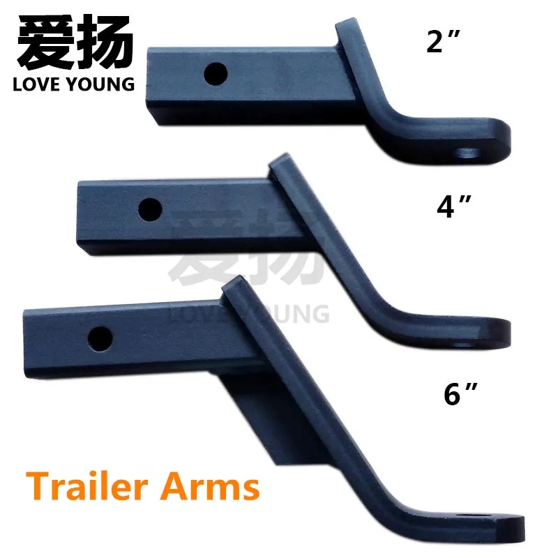 

Trailer arm Mount Black Long Tow Bar with Pin Lock & Square Base Connector Converter