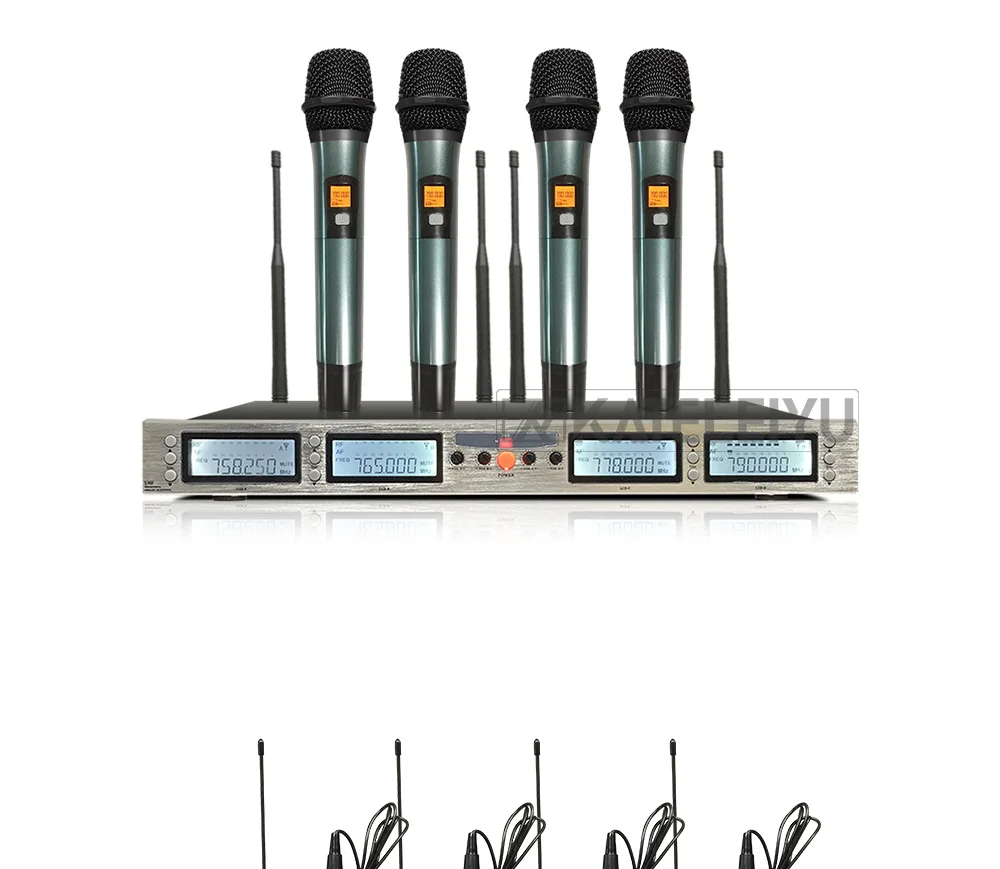 Профессиональный микрофон 4-х канальный петличный Беспроводной Регулируемая частота микрофон системы для цифровых зеркальных камер производительность петличный микрофон
