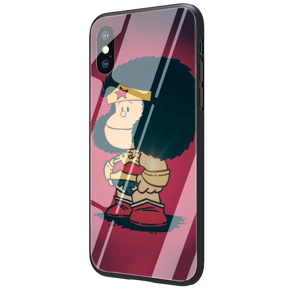 Mafalda закаленное стекло ТПУ черный чехол для iPhone 5 5S 6 6s 7 8 plus X XR XS 11 pro Max - Цвет: G9