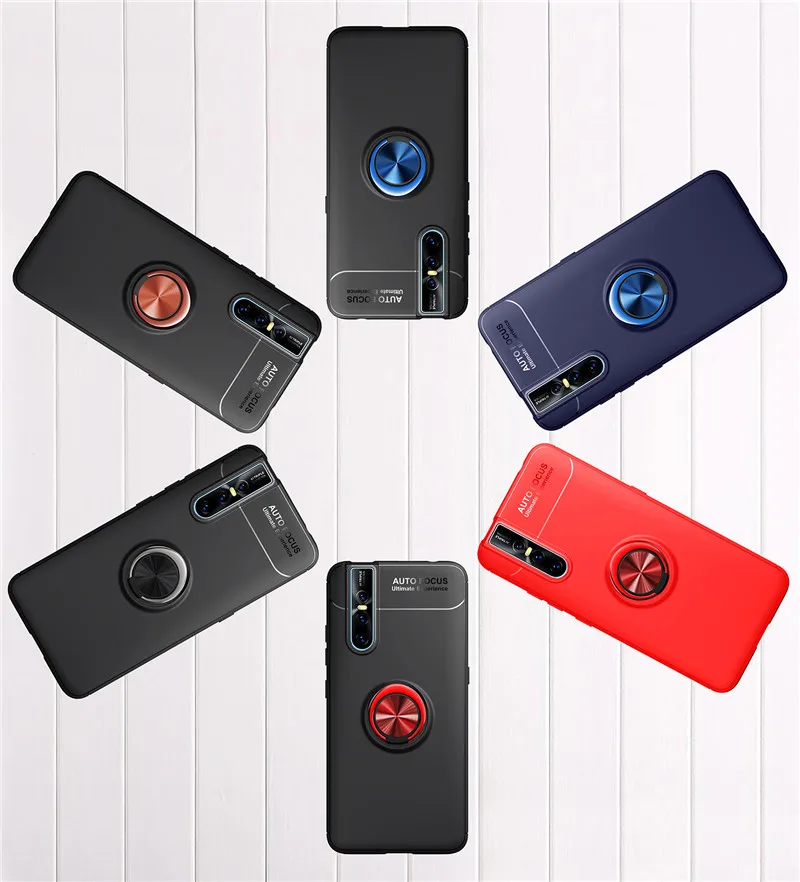 Armor Case For Vivo V15 Pro X27 Car Holder Magnetic Finger Ring Shell Soft TPU Silicone Rubber Case For IQ00 Shockproof Cover