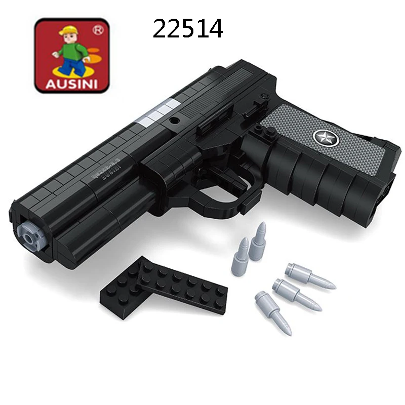 AUSINI Gun Model Building Blocks Assembled Toy Gun Diy Gun Block Bricks Models Toy Children Educational Toys Gift