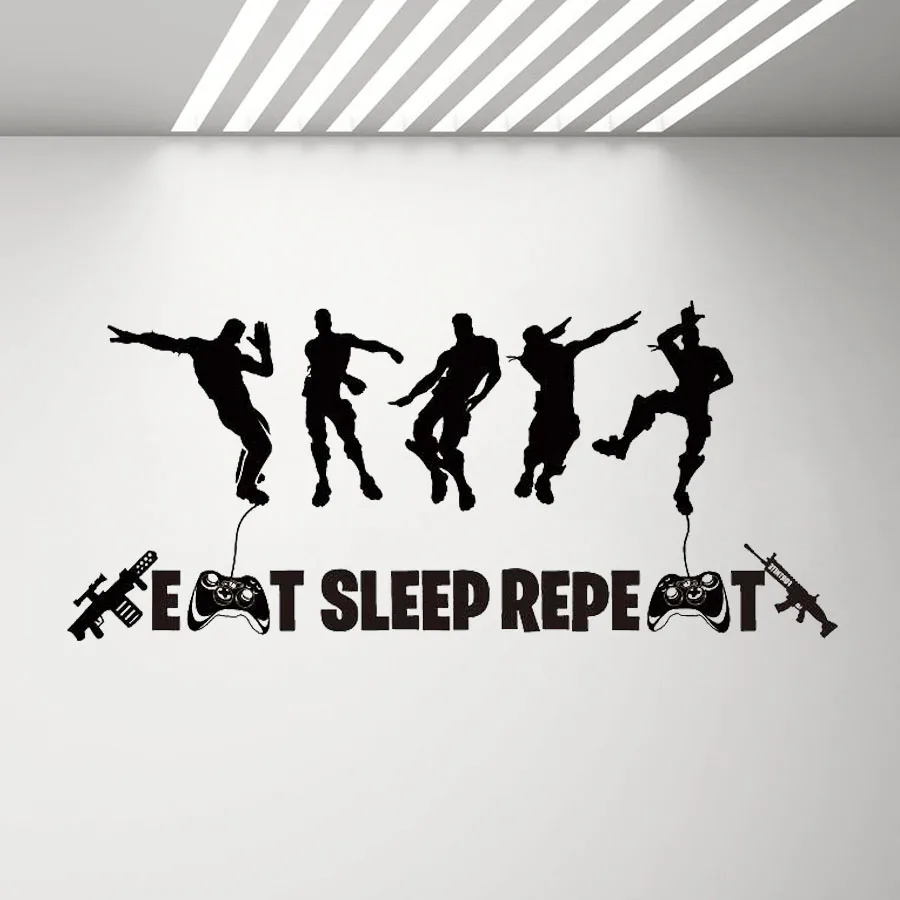 Eat Sleep Repeat X-Box настенное украшение для мальчиков Спальня Floss танцор игра Цитата Наклейка на стену персонаж настенные наклейки с росписью наклейки D894