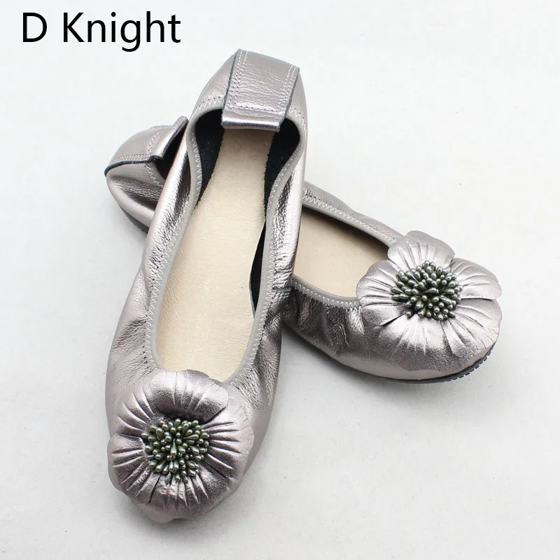 2018 Spring Women Flats Shoes Women Genuine Leather Shoes Woman Ballet Flats Flower Round Toe Loafers Slip On Ballerines Flats  (13)