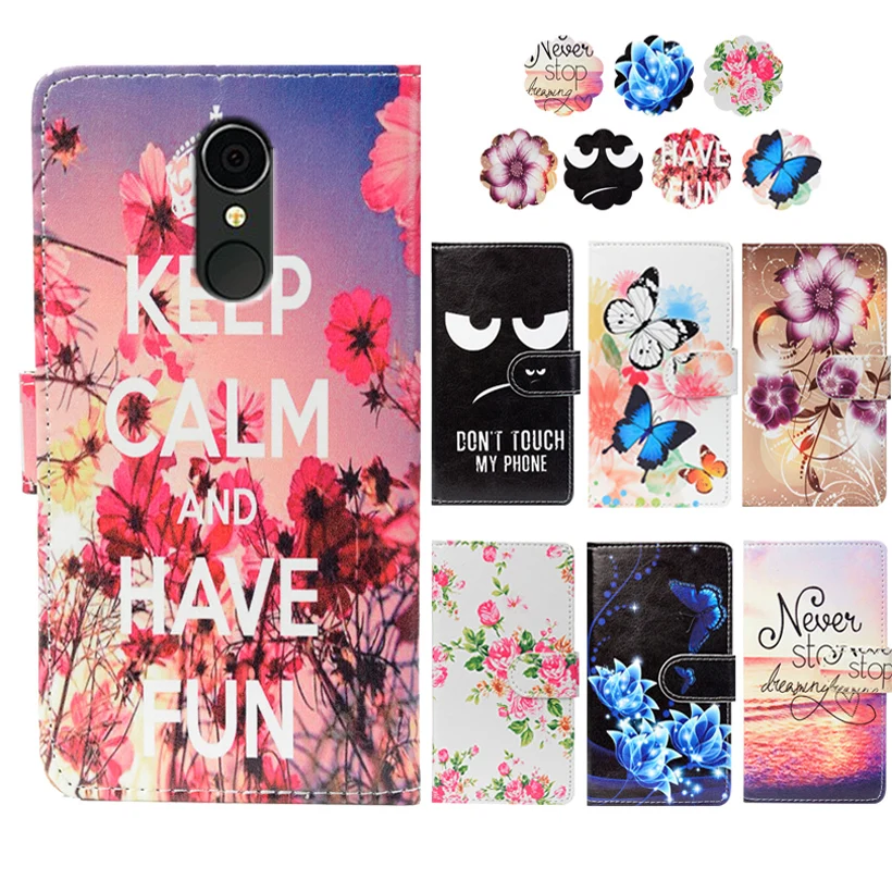 Fashion PU Leather Flip Print Wallet Case For Senseit T250 Cover Book 5.2&quot Ultra-thin Phone | Мобильные телефоны и