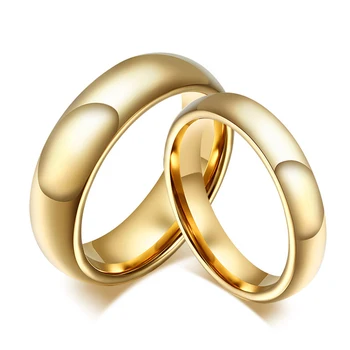 

JHSLCouples Lover's Women Men Statement Tungsten Rings Gold Color Fashion Jewelry Wedding Gift Size 5 6 7 8 9 10 11 12 13 14