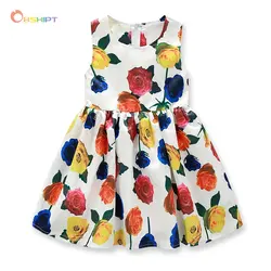 Obshipt Роза Платье для девочек с цветочным узором Детские платья для Летнее платье для девочек Детская Одежда для маленьких девочек детская