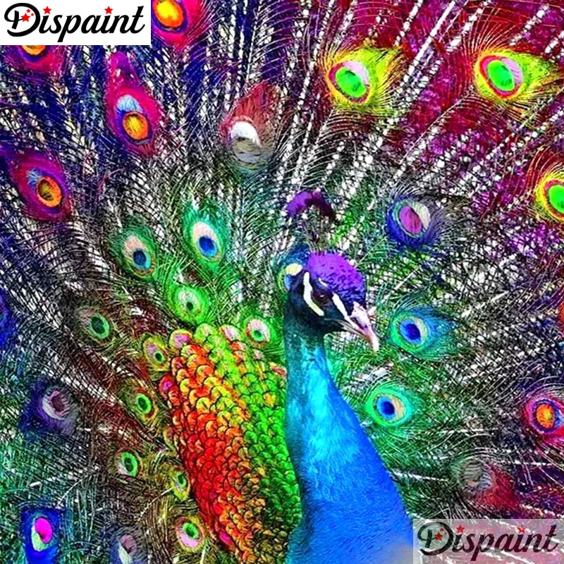 

Dispaint Full Square/Round Drill 5D DIY Diamond Painting "Peacock opening" Embroidery Cross Stitch 3D Home Decor Gift A10283