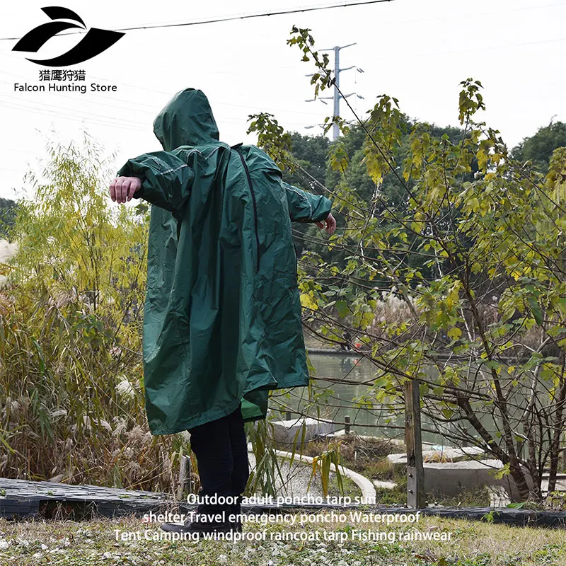 الصيد معطف واق من المطر ارتداء الشمس المأوى في الهواء الطلق المعطف قماش القنب السفر الطوارئ المعطف للماء خيمة التخييم المطر يندبروف قماش الق... الصيد معطف واق من المطر ارتداء الشمس المأوى في الهواء الطلق المعطف قماش القنب السفر الطوارئ المعطف للماء خيمة التخييم المطر يندبروف قماش الق...