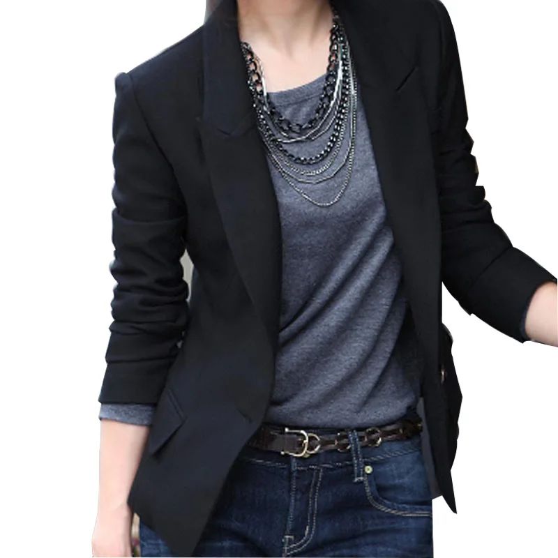 

2017 Autumn New women small suit jacket Korean version of Ms. All-Match Slim casual suit large size women was thin blazer