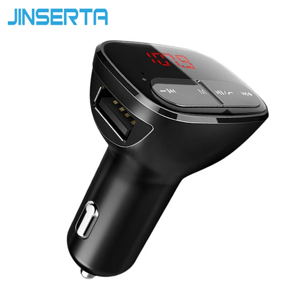 

JINSERTA Bluetooth Car Kit FM Transmitter MP3 Player With LED USB 2.1A Quick Charger LED Display Handsfree for iPhone X Xiaomi 6