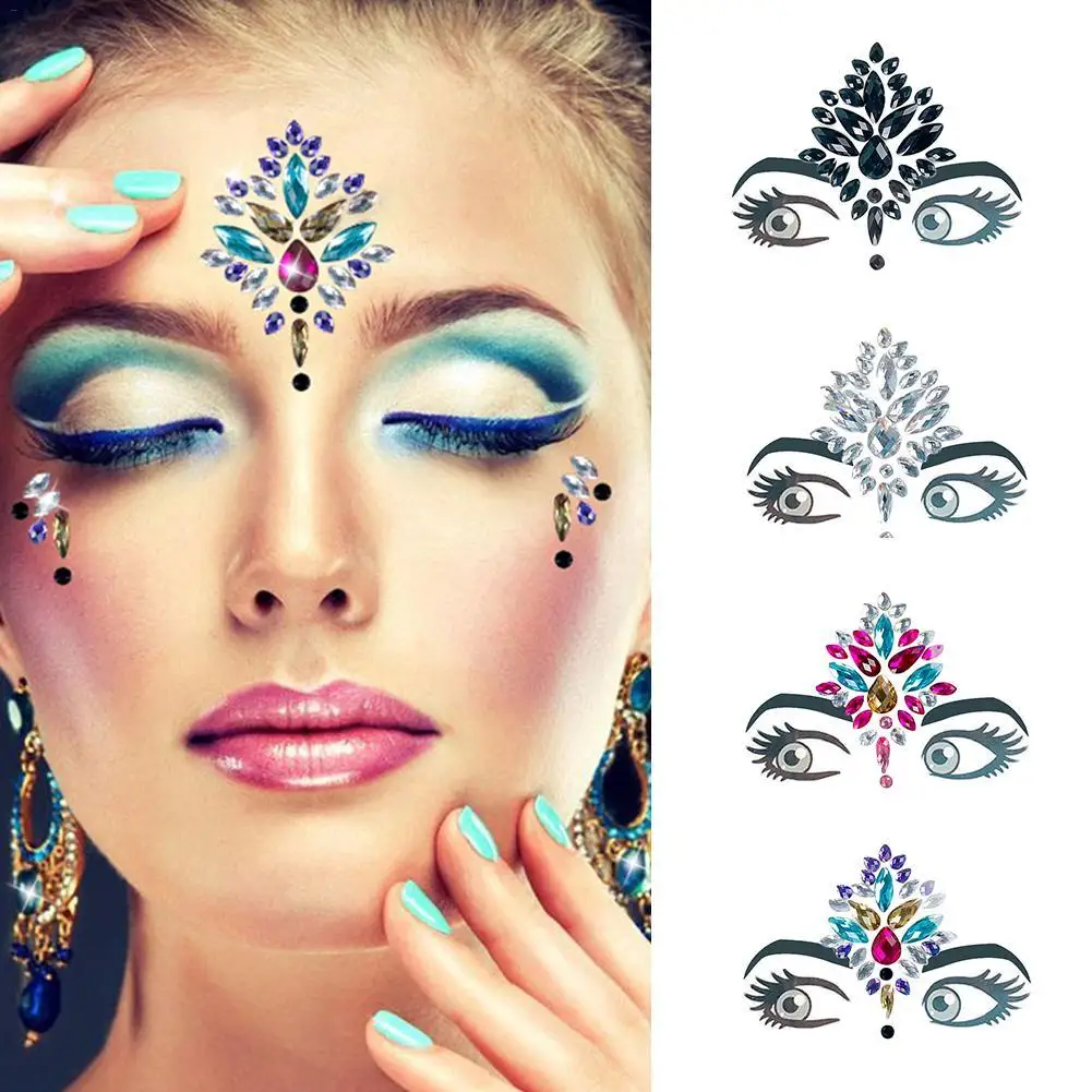 

Temporary Tattoo Stickers DIY Adhesive Face Eye Gems Rhinestone Temporary Tattoo Jewels Festival Party Body Glitter Stickers
