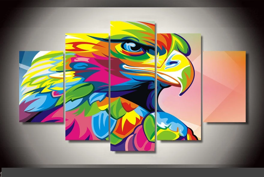 

Modern Indoor Decor Original x1 Colorful eagle print poster canvas decoration 5 pieces