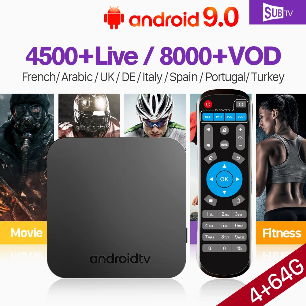 

IPTV France Spain SUBTV Code KM9 Android 9.0 Tv Box 4GB 64GB French IPTV Subscription Turkish Portugal IPTV Italia Arabic IP TV