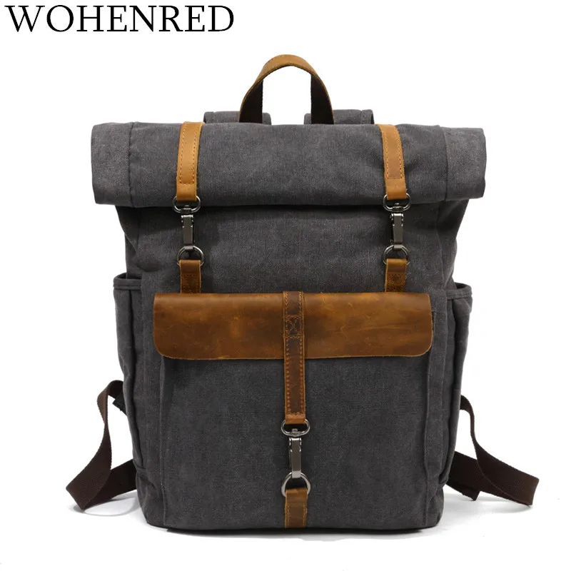 Koop 2018 Vintage Mannen Vrouwen Canvas Rugzakken Schooltassen voor Tieners Jongens Meisjes Grote Capaciteit Laptop Rugzak Mode Mannen Rugzak