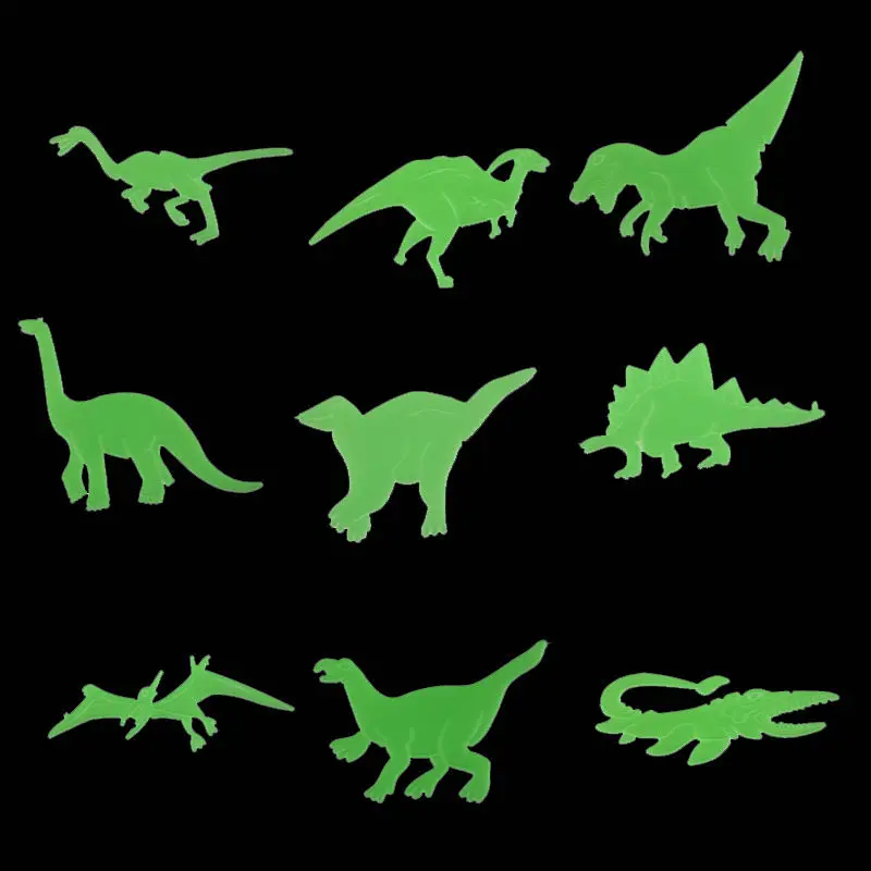 

9PCs Fluorescent Dinosaur Stickers Ceiling Refrigerator Wall Decor Kid Toys Gift