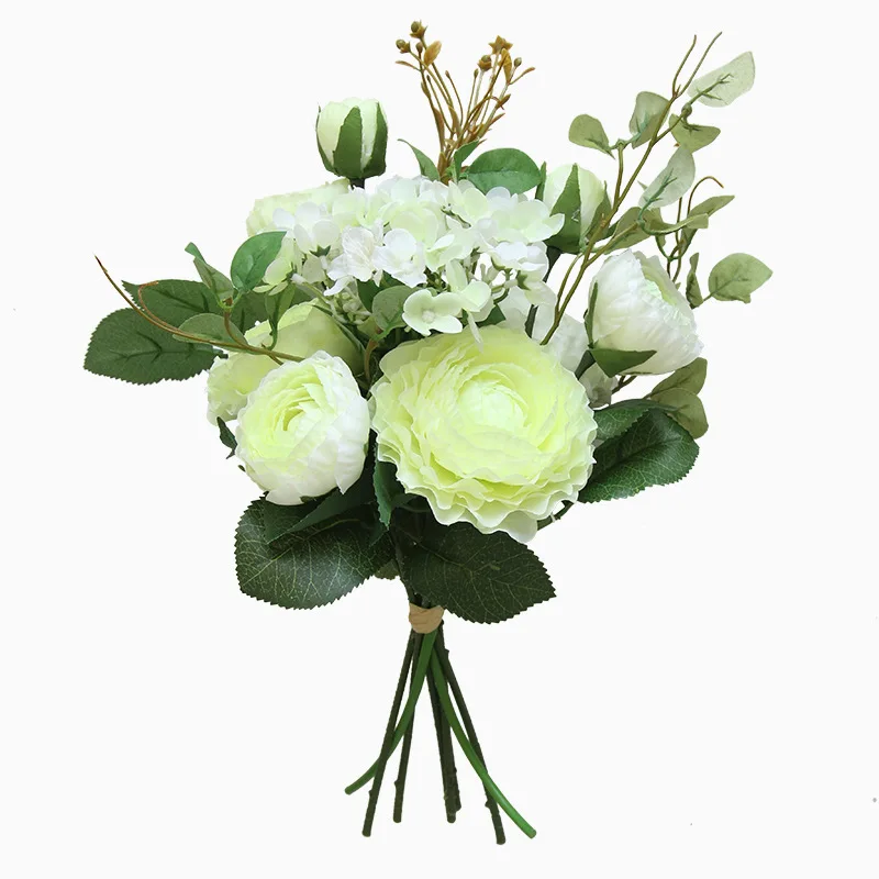 

Artificial Flower Wedding Peony Hydrangea Decoration Green Leaves DIY Home Wedding Flower Garden Party Decorate Bride Bouquet