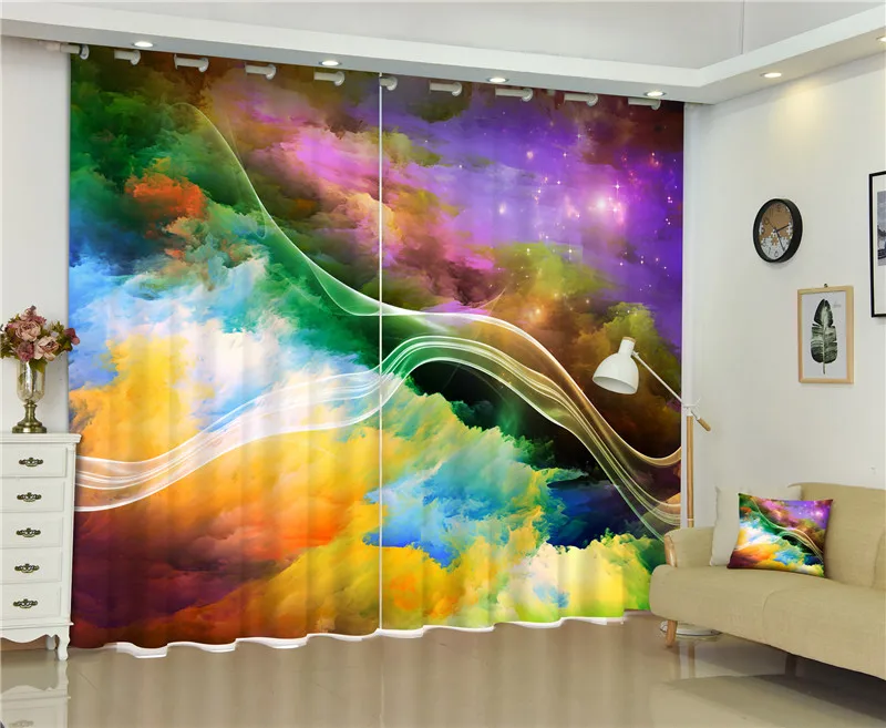 الألوان الرائعة الخط ستائر 3d صورة الطباعة التعتيم لنافذة غرفة المعيشة غرفة الفراش هوت مكتب أريكة الديكور