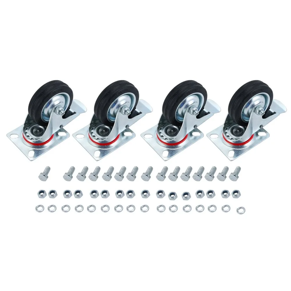 

75MM 200KG Heavy Duty Rubber Castor Trolley Wheel Industrial Caster Fixed Plate Industrial Trolley Wheel Castors